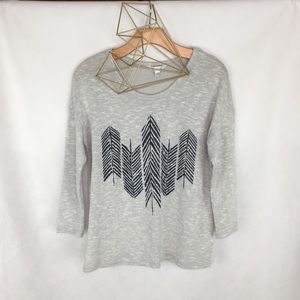 Charming Charlie Silver & Black Arrow Front Sweater